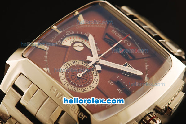 Tag Heuer Monaco Swiss Valjoux 7750 Automatic Full Steel with Brown Dial - 1:1 Original - Click Image to Close